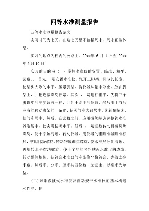 四等水准测量报告