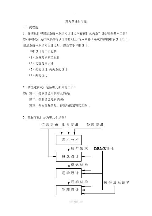 信息系统分析与设计--第九章习题答案
