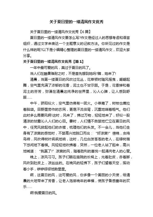 关于夏日里的一缕清风作文优秀