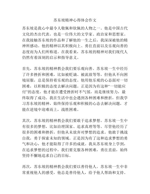 苏东坡精神心得体会作文