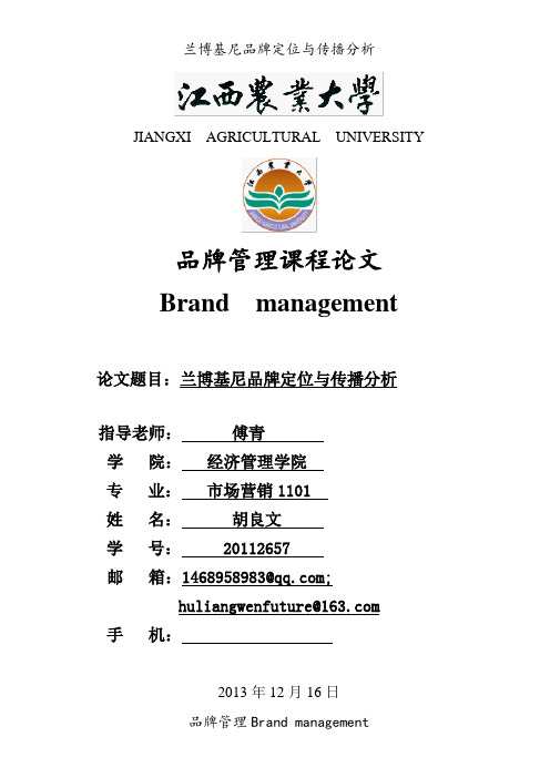 兰博基尼-品牌管理课程论文
