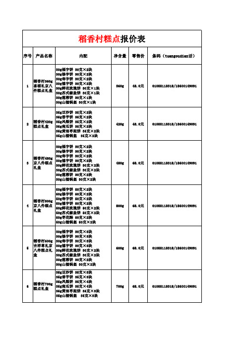 稻香村糕点京八件北京价格表