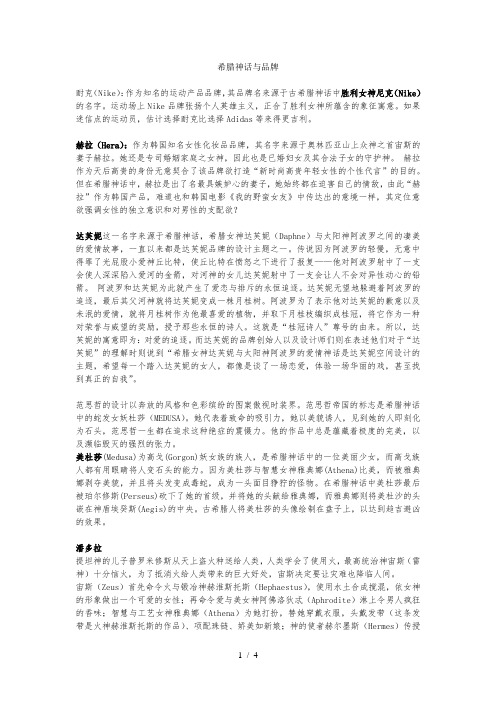 希腊神话与品牌