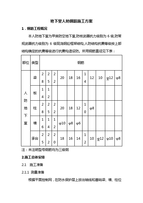地下室人防钢筋施工方案