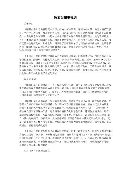 昭君出塞电视剧