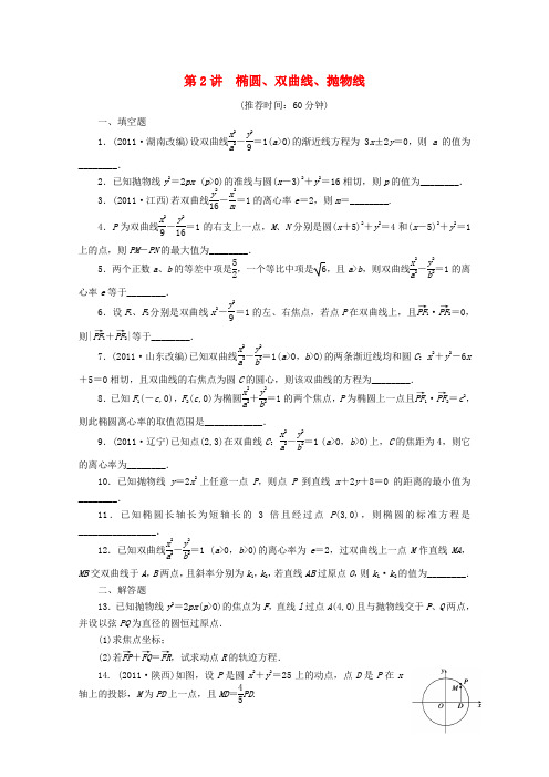 【步步高】高考数学二轮复习 专题五 第2讲椭圆、双曲线、抛物线