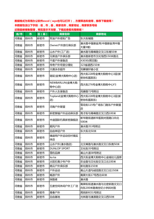 2020新版河南省郑州市新密市户外用品工商企业公司商家名录名单联系电话号码地址大全31家