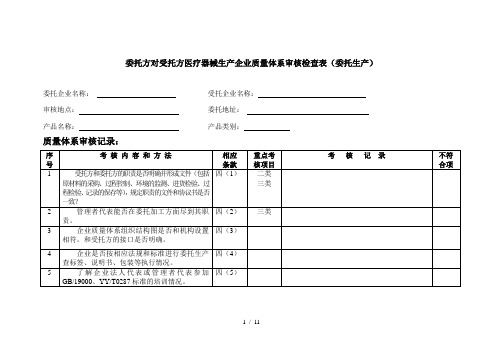 医疗器械质量检查表