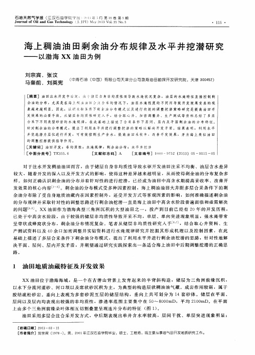 海上稠油油田剩余油分布规律及水平井挖潜研究——以渤海XX油田为例