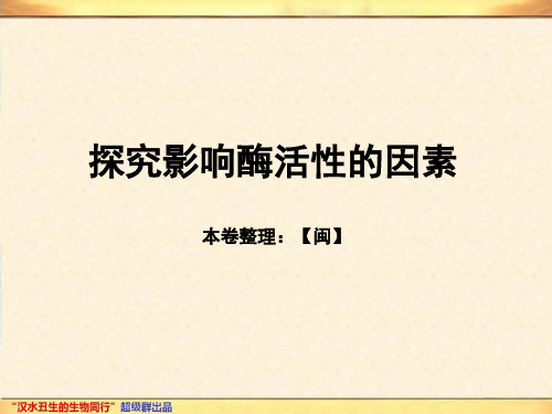 探究影响酶活性的因素终稿精品PPT课件