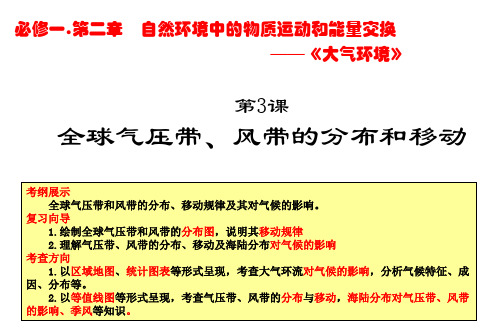 全球气压带、风带的分布和移动