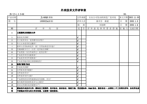 外来技术文件评审表