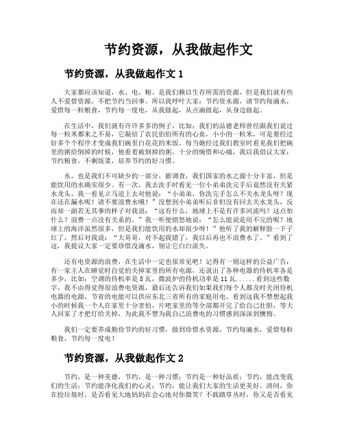 节约资源从我做起作文