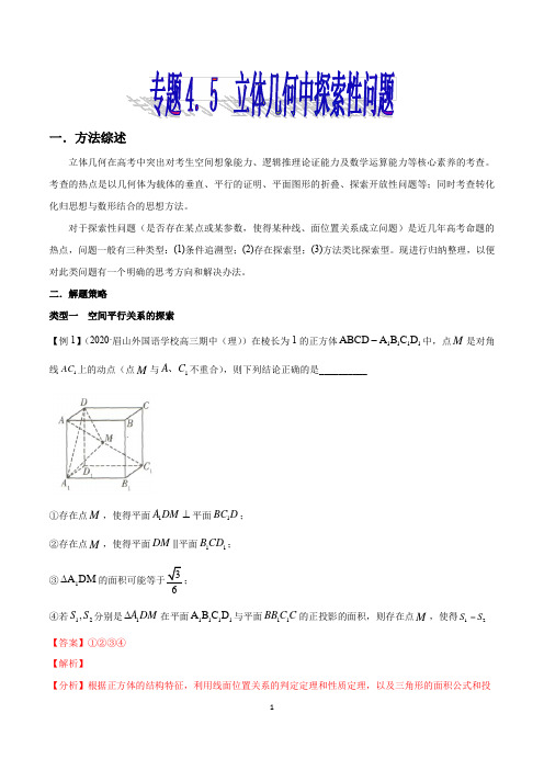 专题4.5 立体几何中探索性问题(解析版)