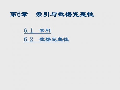 第6章  索引与数据完整性