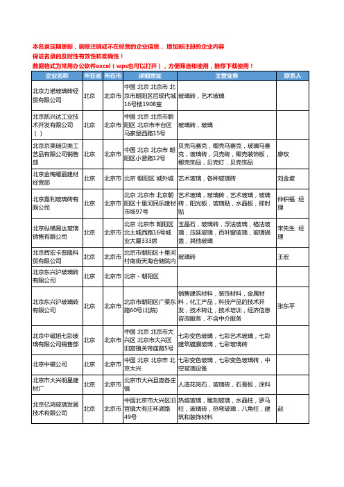 2020新版北京市玻璃砖工商企业公司名录名单黄页大全22家