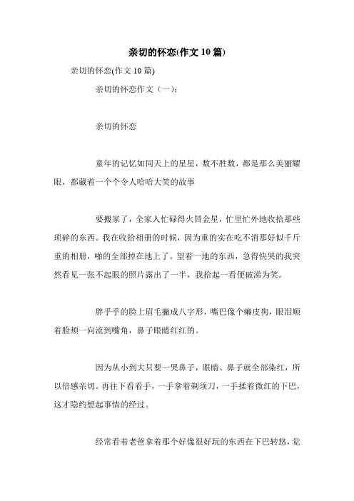 亲切的怀恋(作文10篇)