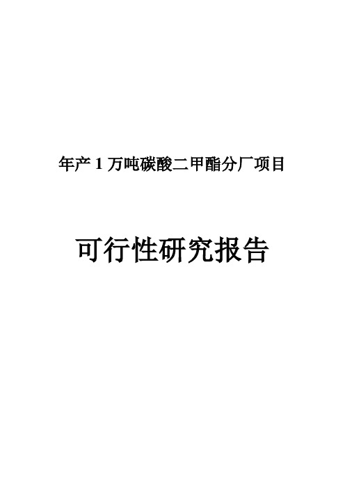 年产1万吨碳酸二甲酯分厂项目可行性研究报告