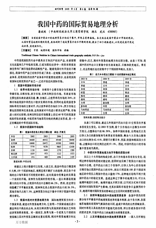 我国中药的国际贸易地理分析