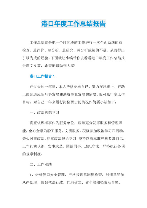 港口年度工作总结报告