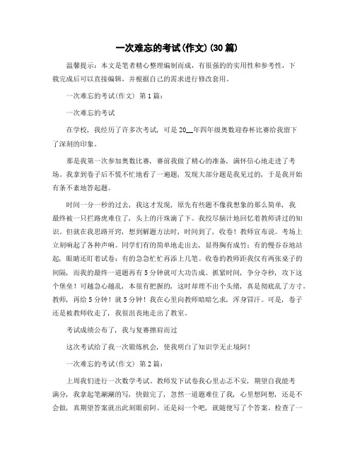 一次难忘的考试(作文)(30篇)范文
