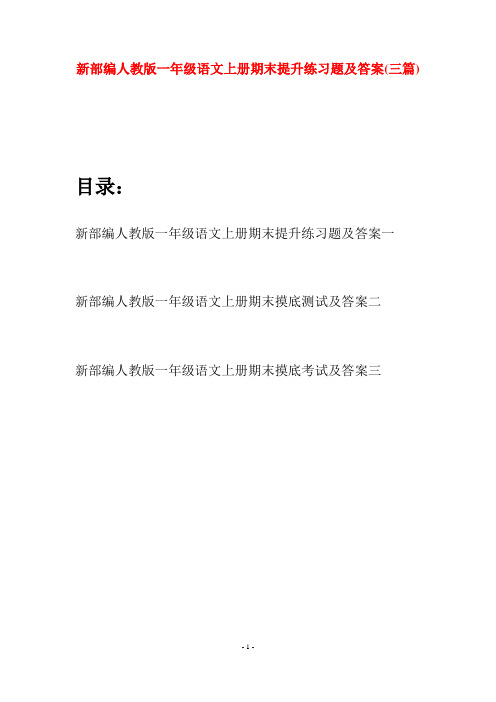 新部编人教版一年级语文上册期末提升练习题及答案(三套)