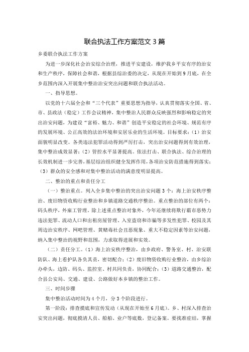 联合执法工作方案范文3篇