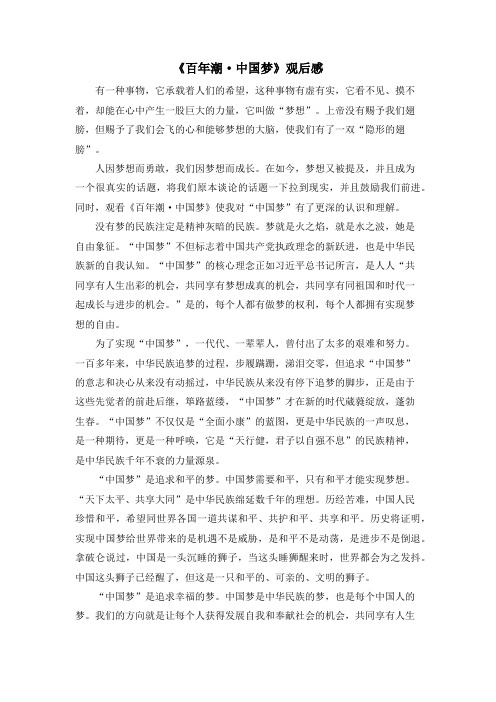 《百年潮·中国梦》观后感