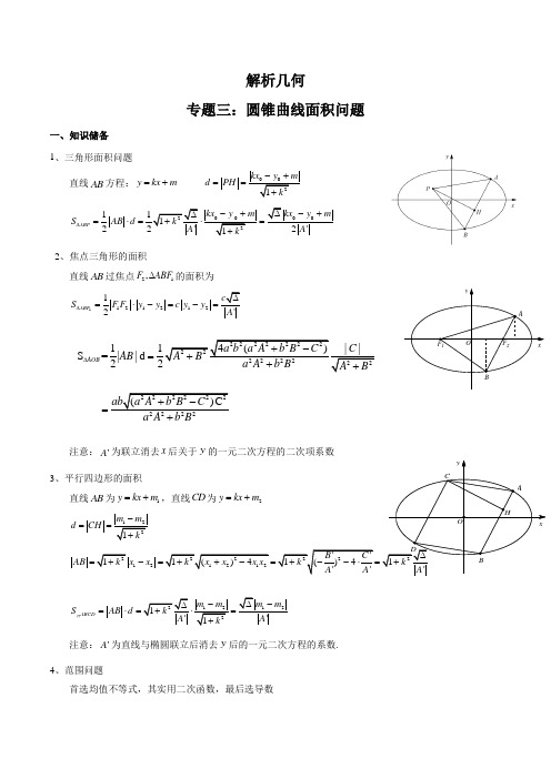 高考数学一轮复习专题03 圆锥曲线面积问题(解析版)