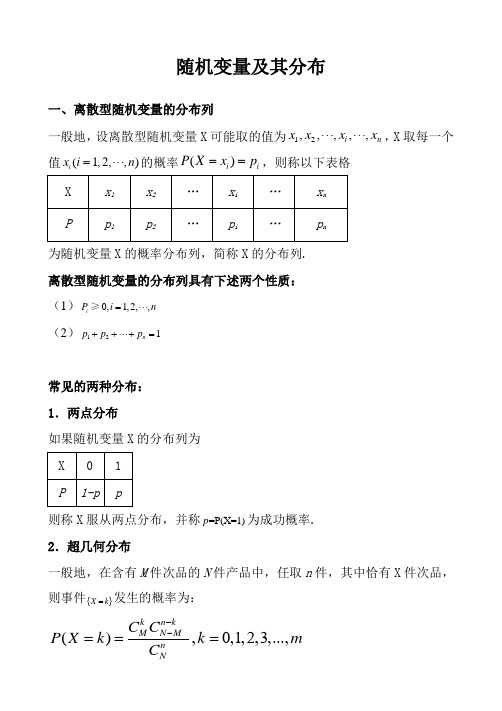 (完整版)基础随机变量及其分布知识点