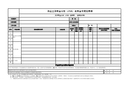 作业工作安全分析表