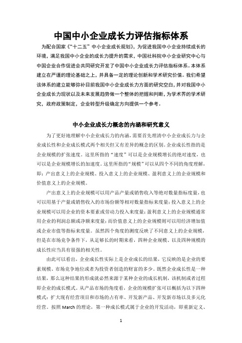 成长力评估指标体系