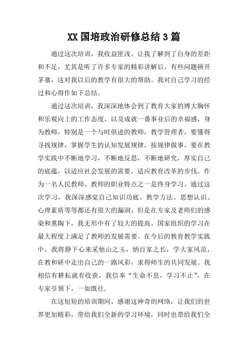 国培政治研修总结3篇