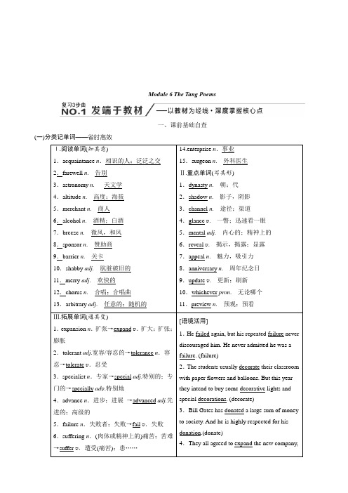 2020版高考英语新创新一轮复习外研版讲义：选修8Module6TheTangPoems含答案