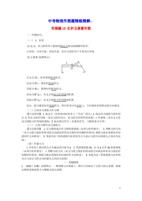 备战2021年中考物理作图题精练精解作图题10杠杆五要素作图含解析