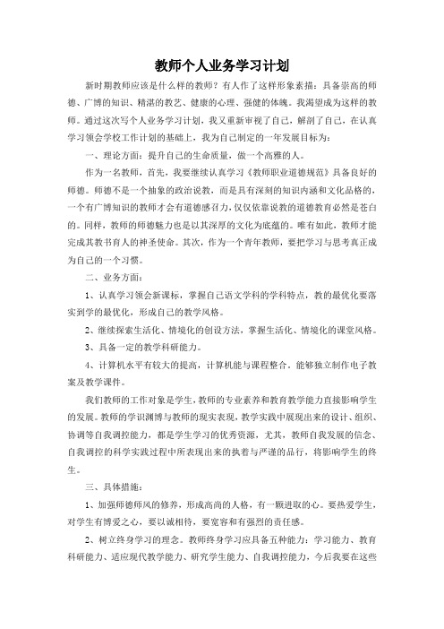 个人业务学习计划