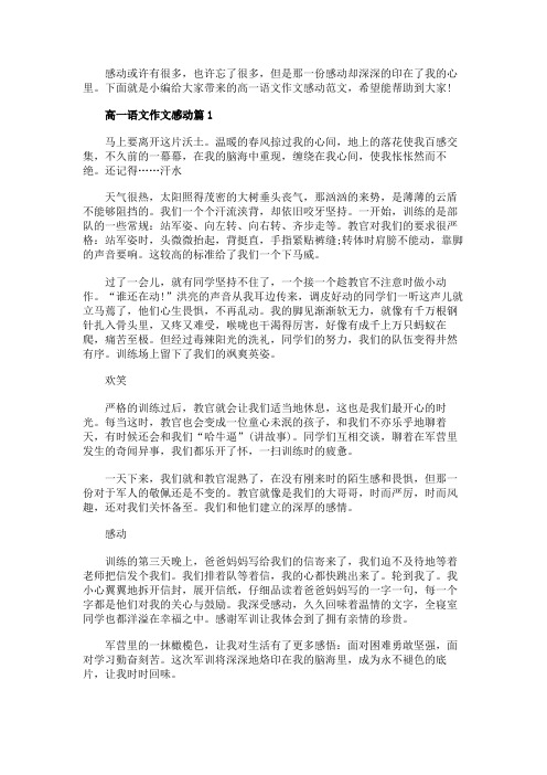 高一800字语文作文感动范文精选