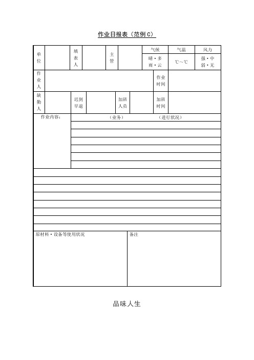 作业日报表(范例C).doc