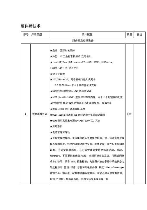 硬件设备技术参数表