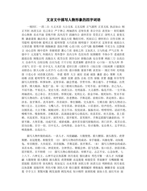 文言文中描写人物形象的四字词语