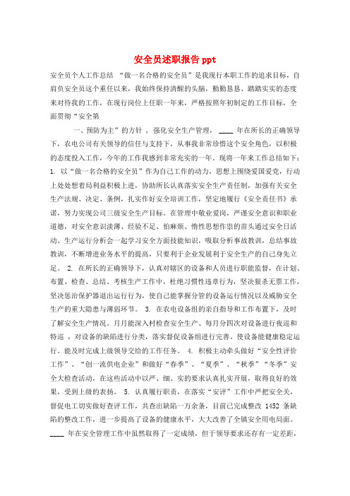 安全员述职报告ppt