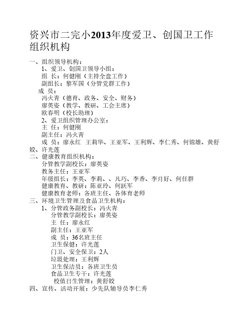 株洲市第三中学爱卫工作组织及实施网络图