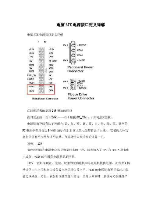  电脑ATX电源接口定义详解