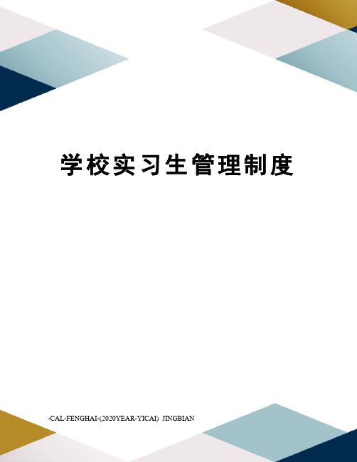 学校实习生管理制度