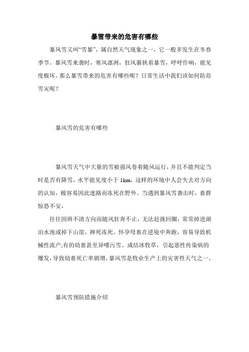 暴雪带来的危害有哪些