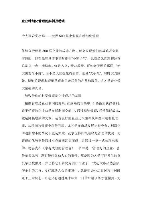 企业精细化管理的实例及特点
