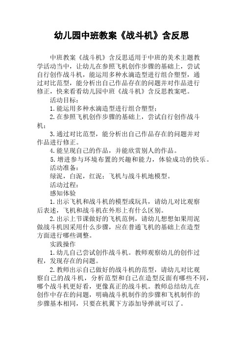 幼儿园中班教案《战斗机》含反思