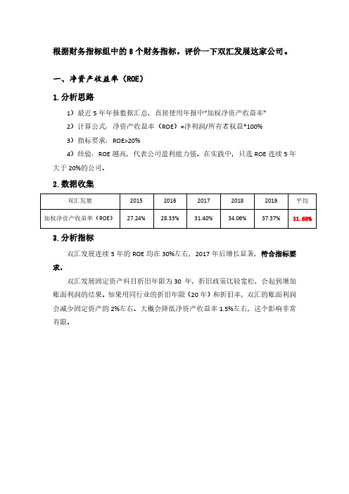 8个财务指标分析--双汇发展