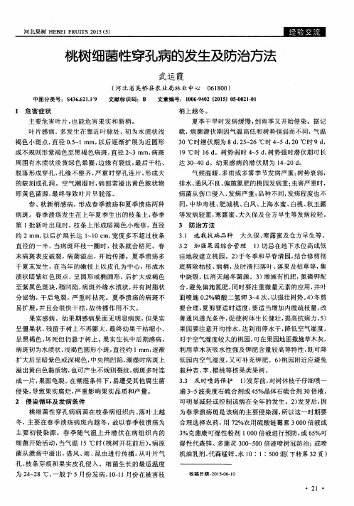 桃树细菌性穿孔病的发生及防治方法