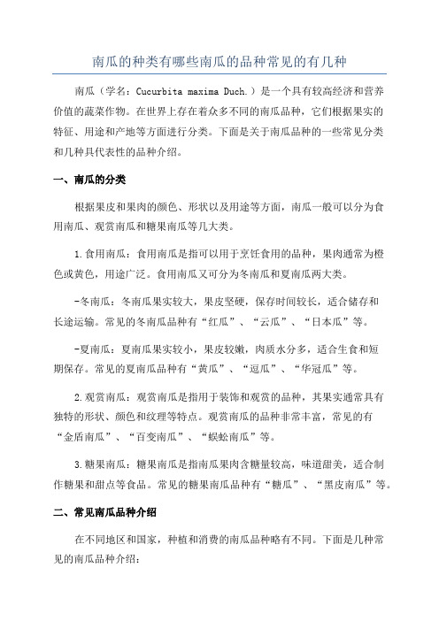 南瓜的种类有哪些南瓜的品种常见的有几种